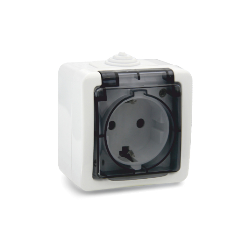 Розетка з/к о/у с прозрачной крышкой IP54 TERRA (10/100) UNIT NEW