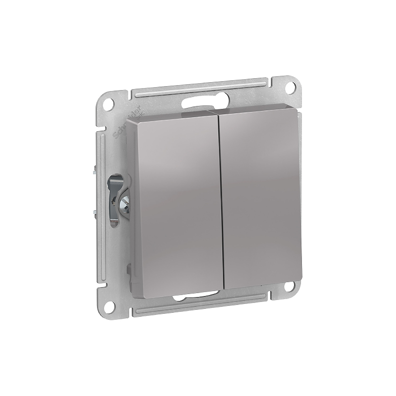 А414 Переключ. 2 кл 10А с/у б/рамки "ATLAS" алюминий ATN365 (10)