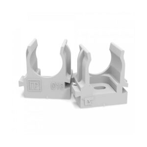 Крепеж-клипса для труб  d16 мм. Прямой монтаж. СЕРАЯ (100/1100) Промрукав NEW