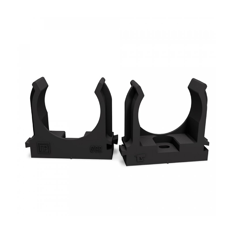 Крепеж-клипса для труб d32 мм. Прямой монтаж. ЧЕРНАЯ (25/500 ) Промрукав NEW