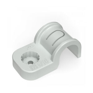 Крепеж-скоба пластиковая d16 мм. Односторонняя. Прямой монтаж.  СЕРАЯ  (50/750 ) Промрукав NEW