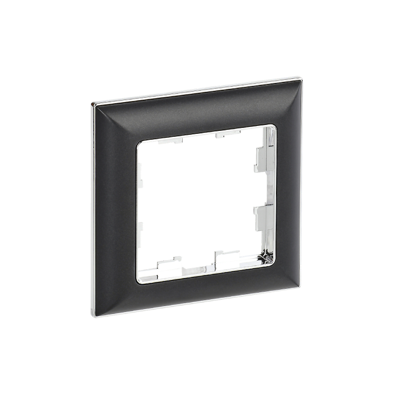 Рамка 1-мест. "BRITE" хром/черн. IEK (1/100)