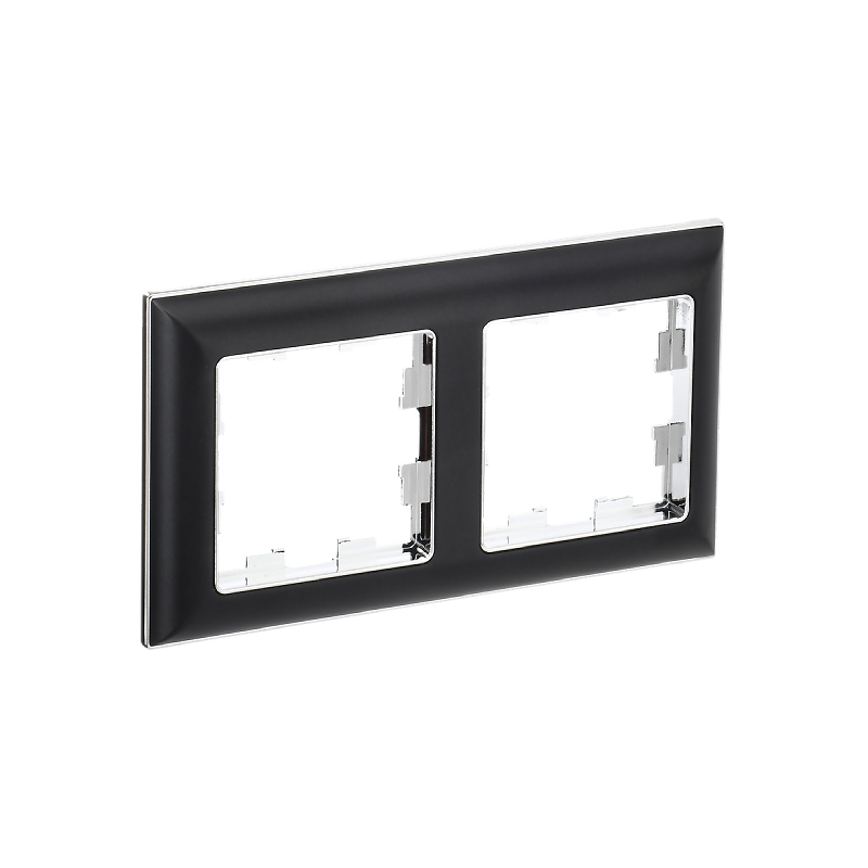 Рамка 2-мест. "BRITE" хром/черн. IEK (1/100)