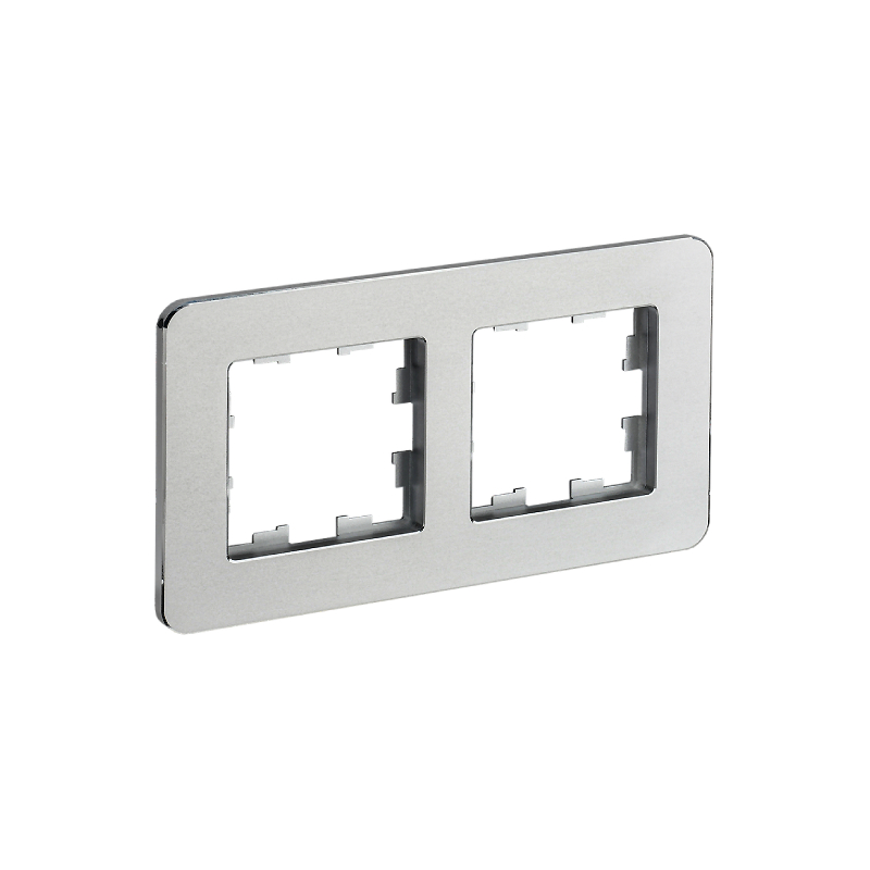 Рамка 2-мест. "BRITE" металл алюм. RE IEK (1/100)