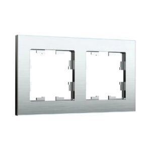 Рамка 2-мест. "BRITE" металл алюминий (1/100)