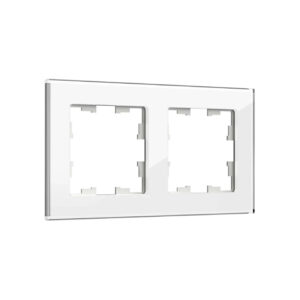Рамка 2-мест. "BRITE" стекло белый (1/100)