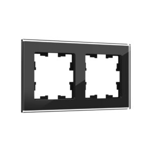 Рамка 2-мест. "BRITE" стекло черный (1/100)