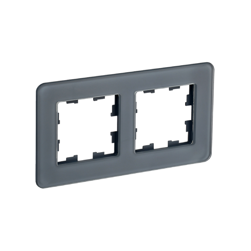 Рамка 2-мест. "BRITE" стекло графит RE IEK (1/100)