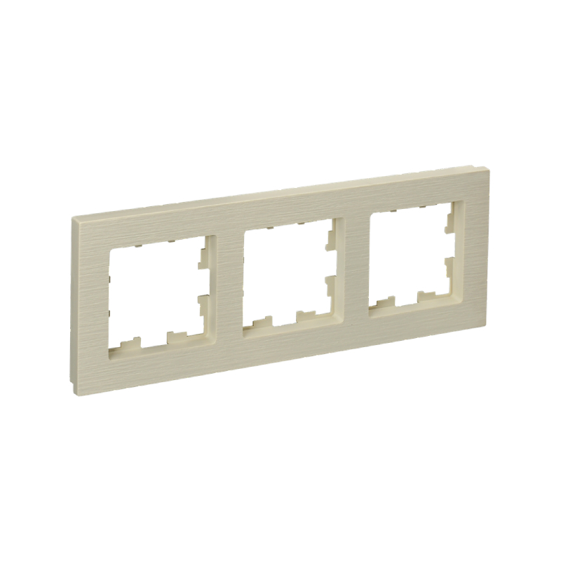 Рамка 3-мест. "BRITE" беж. рифленый IEK (1/100)