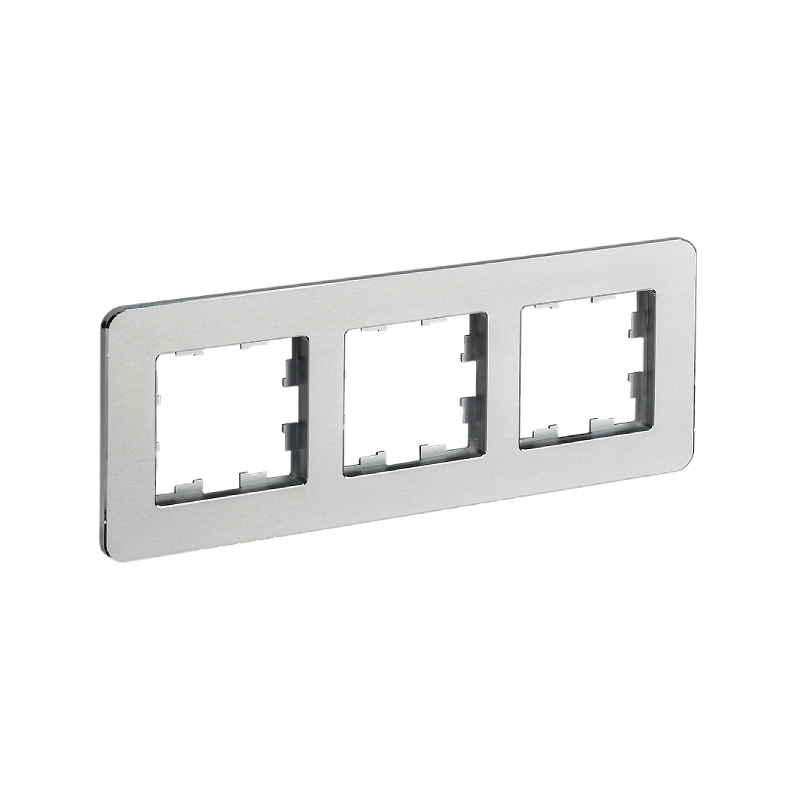 Рамка 3-мест. "BRITE" металл алюм. RE IEK (1/50)