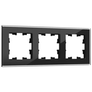 Рамка 3-мест. "BRITE" стекло черный (1/50)