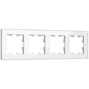 Рамка 4-мест. "BRITE" стекло белый (1/50)
