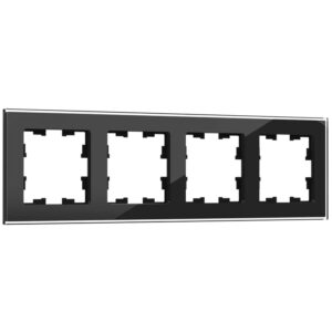 Рамка 4-мест. "BRITE" стекло черный (1/50)