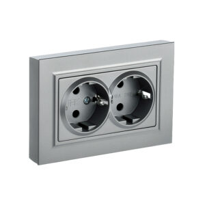 Роз. 2-я с з/к/ш 16А в сборе "BRITE" алюминий (1/100)