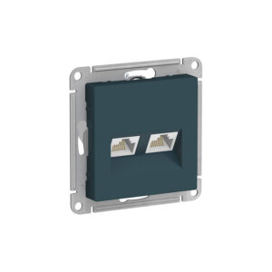Роз. двойная компьютерная RJ45+RJ45, кат.5E, механизм, изумруд "ATLAS"