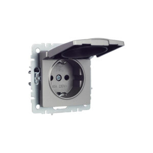 Роз. с з/к с з/ш с кр. 16А IP20 б/рамки "BRITE" сталь (1/100)