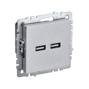 Роз. USB A+A 3,1А б/рамки "BRITE" алюминий (1/80)