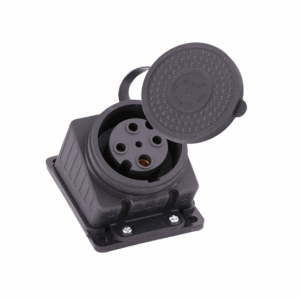 Розетка наруж. уст-ки наклонная трехфазная 3Р+РЕ 3*32А 380В (каучук)UNIT (8/80)