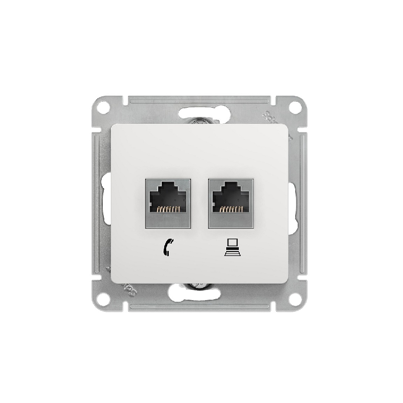 S375 Роз. RG11+RJ45 5Е кат 5Е механизм б/рамки "GLOSSA" белый GSL185 (10)