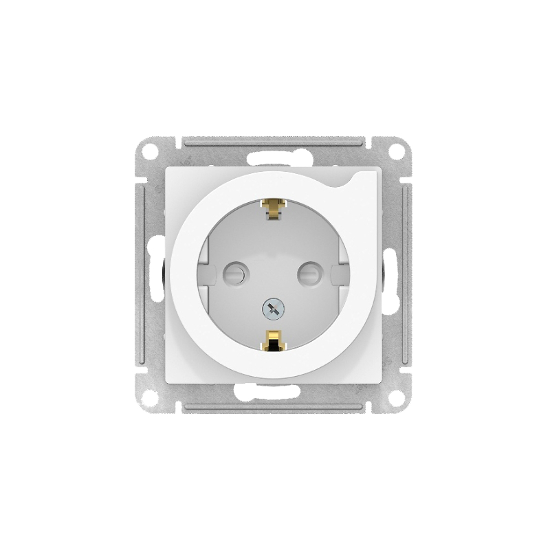 S400 Роз. с з/к 16А с/у з/ш с выталкивателем б/рамки "ATLAS" белый ATN147 (15)