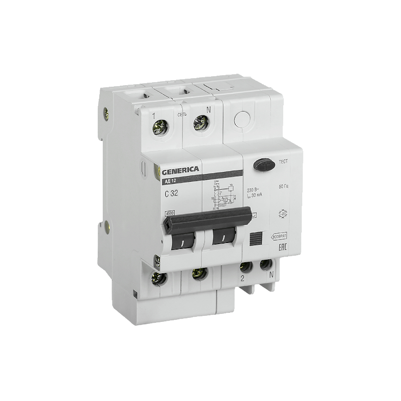 УЗО АД 12 (2ф) 32А GENERICA (5/40) !!!