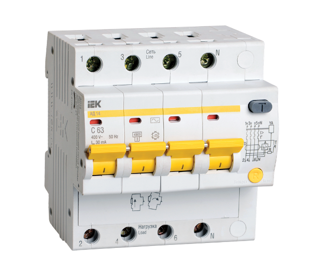 УЗО АД 14 (4ф) 16А IEK (3/24)