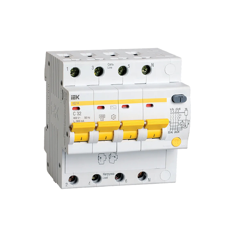 УЗО АД 14 (4ф) 32А (300мА) IEK (24) !!!