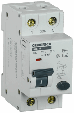 УЗО АВДТ 32   6А GENERICA (6/60) !!!