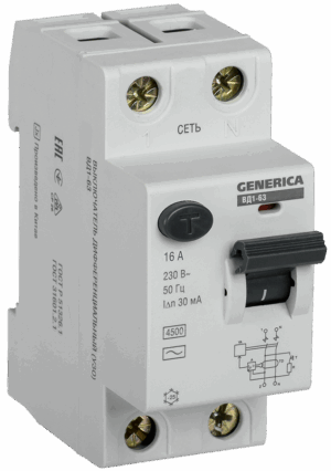 УЗО ВД1-63 2Р 16А 30мА Generica E-PRO