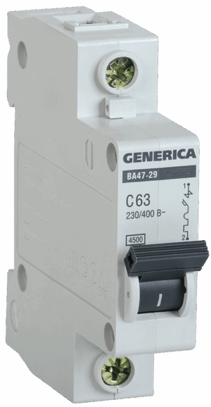 ВА47-29 (1ф)  63А GENERICA (12/144) !!!