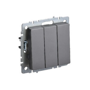 Выкл 3-кл. 10А  б/рамки "BRITE" сталь (1/100)