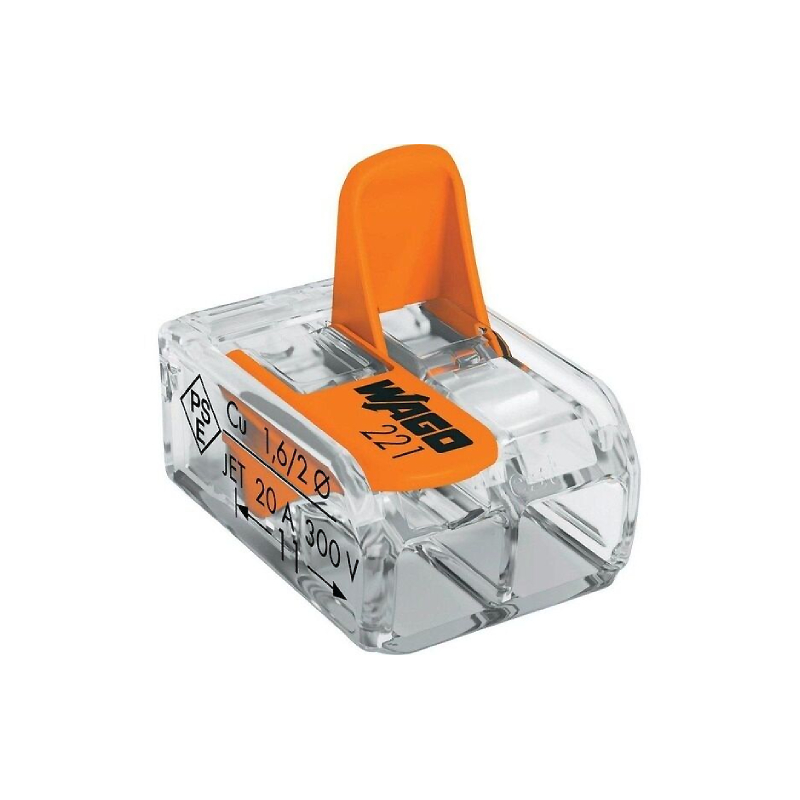 221-412 Клемма соед. 2-пров. (0,2-4мм² 32А) WAGO (100) NEW