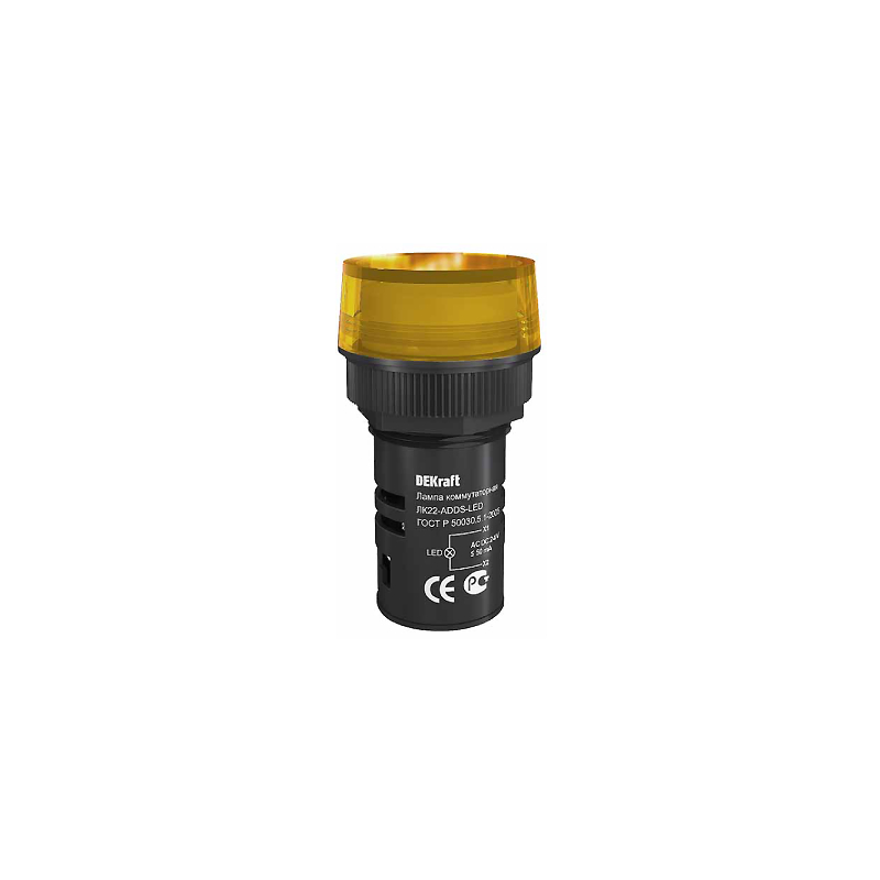 25067 Лампа коммутац. ЛК22-ADDS-YEL-LED-24 DEKraft