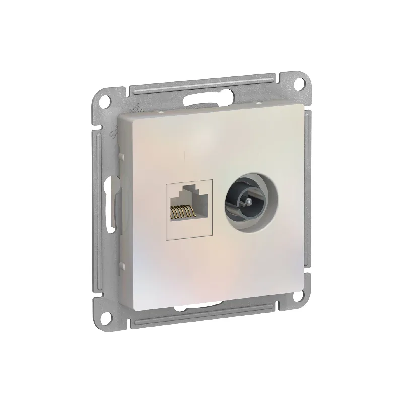 ATN000489 РОЗЕТКА дв комп+ТВ, RJ45+TV, кат.5E, ЖЕМЧУГ "ATLAS"