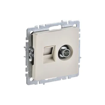 BRITE Розетка 2я TV+RJ45 кат.5Е бежевый механизм, РТВ/РК12-БрКр ИЭК NEW