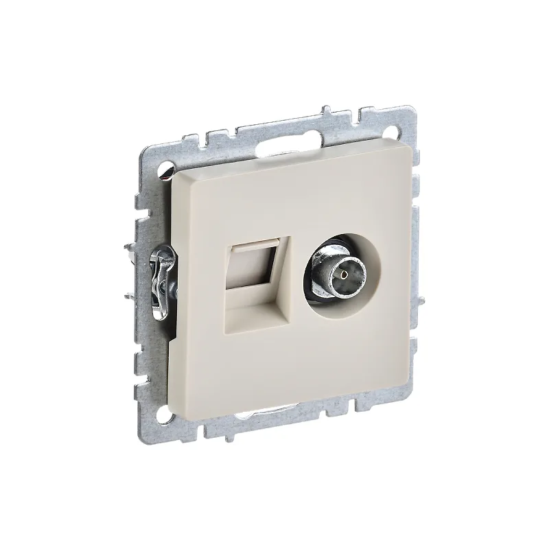 BRITE Розетка 2я TV+RJ45 кат.5Е бежевый механизм, РТВ/РК12-БрКр ИЭК NEW
