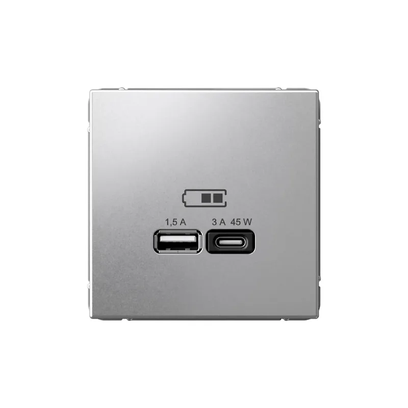G024 Роз. USB A+C 45Вт высокоскор.заряд., механизм "ARTGALLERY" алюминий GAL0329 (1)