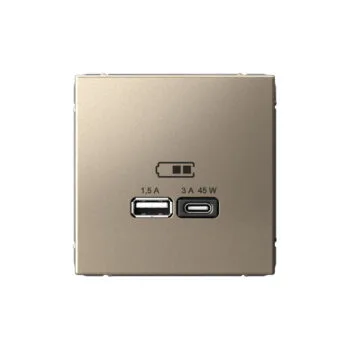 G047 Роз. USB A+C 45Вт высокоскор.заряд., механизм "ARTGALLERY" шампань GAL0529 (1)