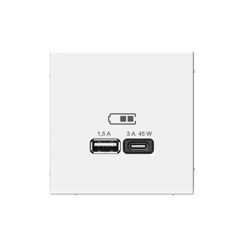 G072 Роз. USB A+C 45Вт высокоскор.заряд., механизм "ARTGALLERY" лотос GAL1329 (1)