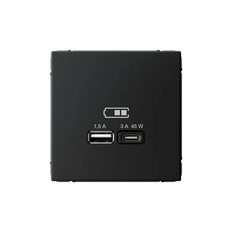 G098 Роз. USB A+C 45Вт высокоскор.заряд., механизм "ARTGALLERY" карбон GAL1029 (1)