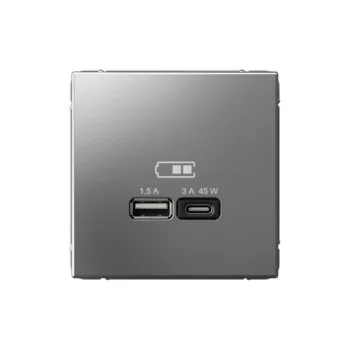 G124 Роз. USB A+C 45Вт высокоскор.заряд., механизм "ARTGALLERY" сталь GAL0929 (1)