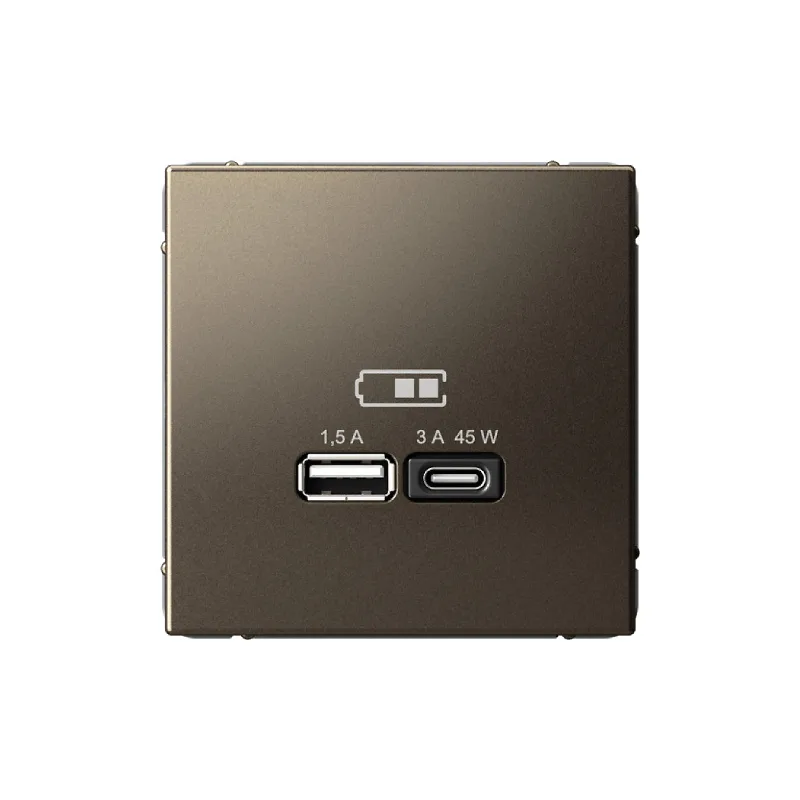G147 Роз. USB A+C 45Вт высокоскор.заряд., механизм "ARTGALLERY" мокко GAL0629 (1)