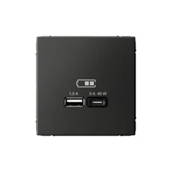 G172 Роз. USB A+C 45Вт высокоскор.заряд., механизм "ARTGALLERY" базальт GAL1429 (1)
