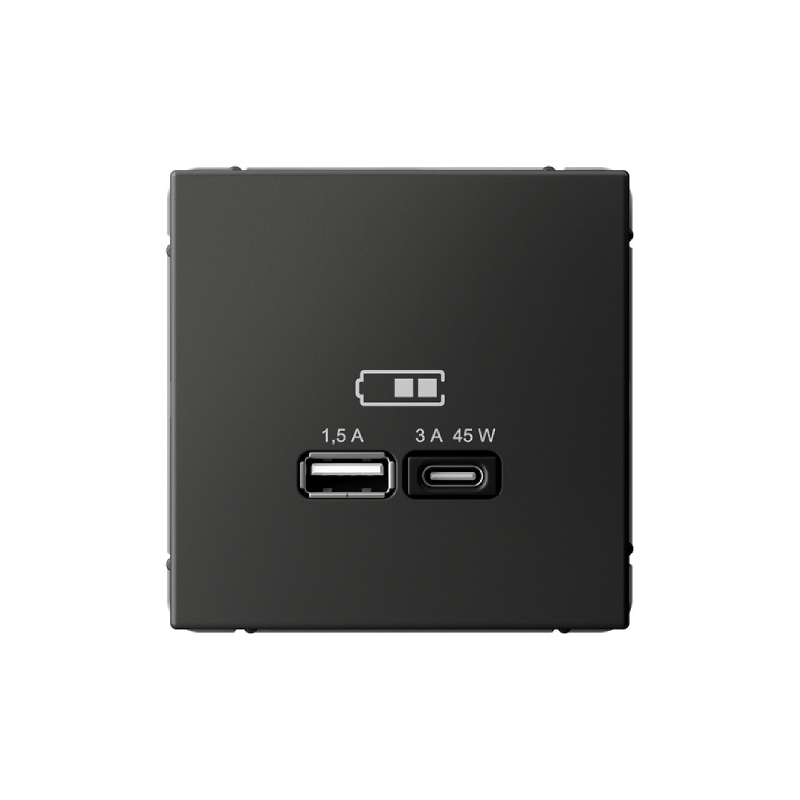 G172 Роз. USB A+C 45Вт высокоскор.заряд., механизм "ARTGALLERY" базальт GAL1429 (1)