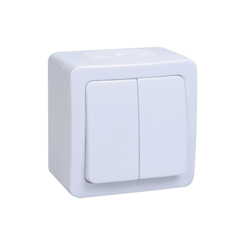 I27 выкл 2кл о/у белый IP54 ГЕРМЕС IEK ВС20-2-0-ГПБ  (10/100)