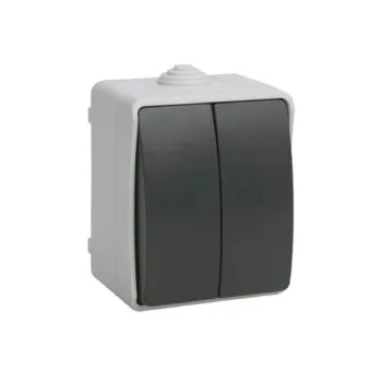 I31 Выкл 2кл о/у серый IP54 ФОРС IEK ВС20-2-0-ФСр (10/100)