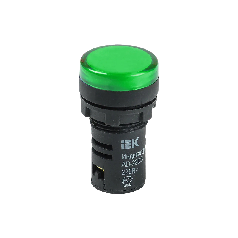 Индикатор AD-22DS (LED) Ø22мм (зеленый) IEK (10/600)