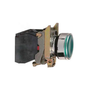 Кнопка с подсветкой, металл, зеленый, Ø22, пружинный возврат, 230...240 V AC, 1 НО+1 НЗ XB4BW33M5 !