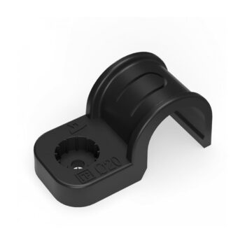 Крепеж-скоба пластиковая d20 мм. Односторонняя. Прямой монтаж. ЧЕРНАЯ (50/600 ) Промрукав NEW