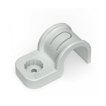 Крепеж-скоба пластиковая d20 мм. Односторонняя. Прямой монтаж.  СЕРАЯ (50/600 ) Промрукав NEW